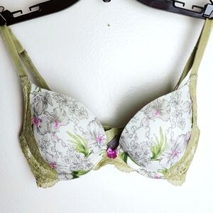 Victoria's Secret Dream Angels Push Up Floral Lace Bra, Sz 34B